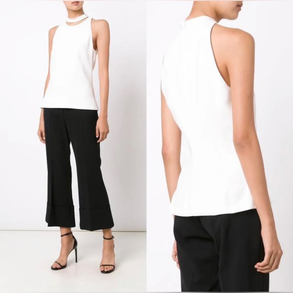 NWT Cushnie Et Ochs Choker Cut Out Top in Cream, Size 12